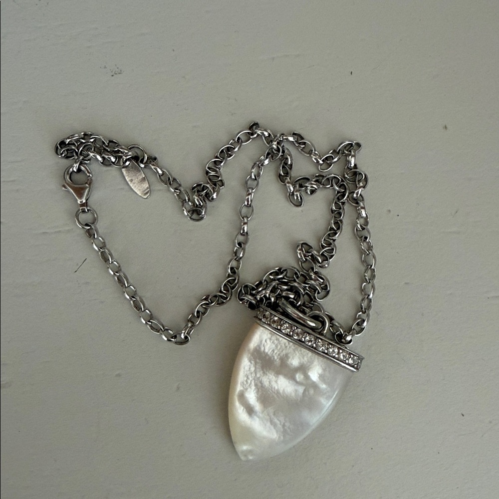 Sterling Silver Mother of Pearl Drop Necklace - White